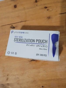 Box of 200 Plastcare USA 3.5" x 6.5” Self Seal Sterilization Pouches Open Box - Picture 1 of 2
