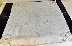 Tovaglia da tè vintage in lino ricamata a mano con 4 tovaglioli XX936 - Foto 1 di 11