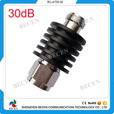 BECEN 10W N 30dB Attenuator Plug male to Jack female 10 Watt DC-3Ghz rf Attenuators