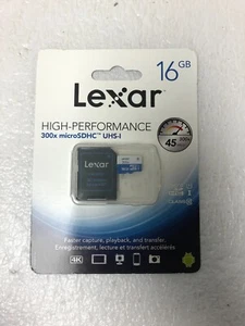 Lot of 10 Brand New Lexar High Performance 300x microSDHC UHS-I 16GB w/Adapter - Picture 1 of 3