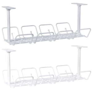 2 Pcs Draht Lagerregal Büro Kabelführungsfach Für Den Schreibtisch - Afbeelding 1 van 12
