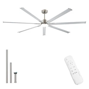 96 Inch Industrial Ceiling Fans with Light,Brushed Nickel HVLS Ceiling Fan wi... - Picture 1 of 9