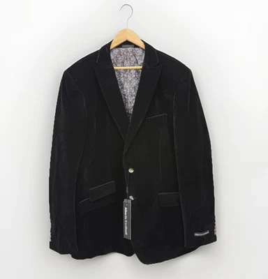 Alberto Cardinali NWT Mens 50L Black Velvet Blazer Jacket Tailored Fit Holiday - Image 1 of 4