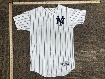 Majestic New York Yankees Jersey Juvenil XL Jeter 2 Rayas Botón Delantero MLB Foto 1 de 4