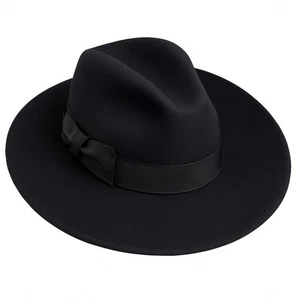 Galliano Sorbatti Fedora Hut schwarz Filz Wolle Made in Italy - Bild 1 von 14