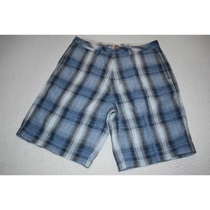 Tommy Bahama Hawaiian Silk Linen Blend Shorts Mens Size 33 Tropical Blue Plaids - Picture 1 of 5