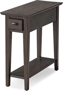 10071-GR One Drawer Chairside/Recliner End Table with Shelf, Smoke Gray - Picture 1 of 7