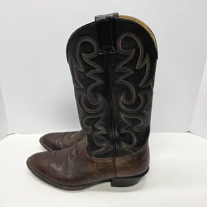 Nocona Stiefel Herren Größe 8D Braun Schwarz Leder Western Cowboystiefel Hergestellt in den USA - Bild 1 von 14