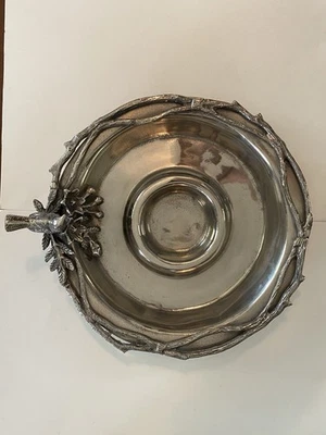 Pájaros en rama niquelado aluminio astillado y plato de inmersión pájaro hoja flor naturaleza Foto 1 de 4