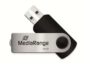 MediaRange MR913 Flexi USB Stick 128GB 15MB/s USB 2.0 black-silver 128 GB - Picture 1 of 3