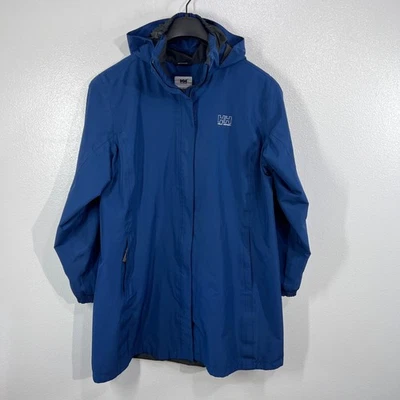 Helly Hansen Blue Waterproof Rain Jacket XL Hooded Shell Windbreaker Outdoor - Image 1 of 4