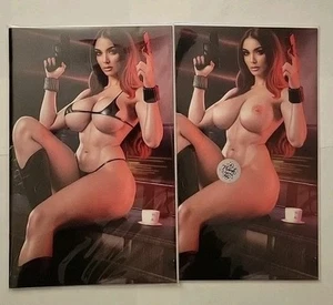 M House cosplay Black Widow 2 Guns Virgin & Full Naughty Cover Set (New Drop) - Picture 1 of 3