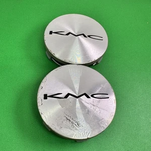(2) KMC Wheels Machined Silver Wheel Center Hub Cap 5Lug KM693 Maze - Imagen 1 de 6