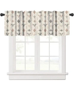 Western Bull Skull Valance Curtains Boho Bull Cow Skull Retro Aztec Abstract Geo - Picture 1 of 5