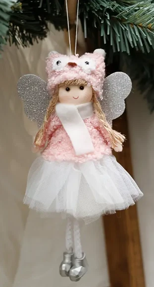 PINK ANGEL DOLL DECOR-Cute Sweet Angel with Sparkly Wings, Angel Ornament, Pink - Image 1 of 2