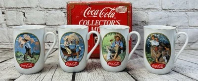 Juego de 4 tazas de coleccionista Coca-Cola 1987 porcelana oro 24K Foto 1 de 4