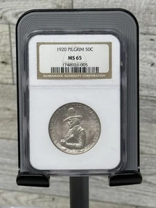 1920 Pilgrim Silver Commemorative Half Dollar, NGC MS65 - Picture 1 of 2
