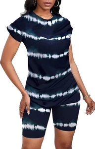 Neu XL Kompressions Fahrrad Short Set & passendes leichtes Batik T-Shirt blau - Bild 1 von 7
