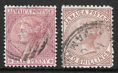 Ямайка Скотт 13, 14 б/у выпущенный 1872-75 Виктория - Изображение 1 из 2