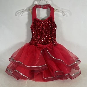 Weissman Child M Red Sequin tulle leo/tutu dance costume Style#12913 - Bild 1 von 10