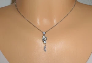 Halskette Edelstahl mit Anhänger Zirkonia verstellbar - Bild 1 von 5