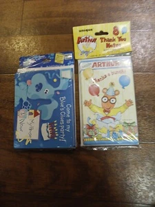 Blues Clues And Arthur Invitations Birthday Vintage 1999 Nickelodeon Kids - Picture 1 of 8