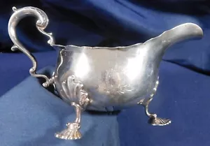 L A C 1895 ENGLISH LONDON STERLING Antique "QUDD ERO SPERO" SAUCE BOAT Estate - Picture 1 of 11