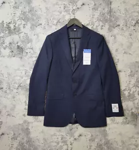 Marks and Spencer Linen Blend Blazer 38L Navy Blue Nova Fides Suit Jacket A - Picture 1 of 14