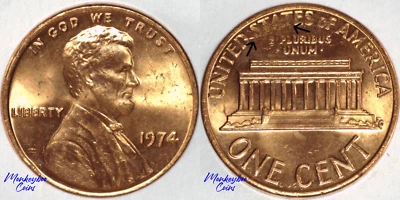1974 Lincoln Memorial Cent - Misaligned Dies & Strike-Through - Rare Error Coin - Image 1 of 4
