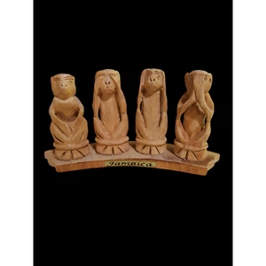 Jamaika 4 weise Affen Holzdeko - Bild 1 von 6