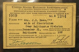 United States Railroad Administration Railroad Pass - Picture 1 of 2