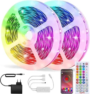 Striscia LED RGB 10m/20m/30m, striscia LED autoadesiva con telecomando e app. - Imagen 1 de 9