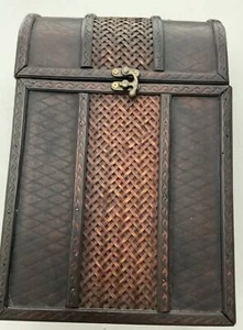 Bamboo Wicker Style 2 Wine Box Clasp And Handle Home Warming Gift Wedding Gift - Picture 1 of 11