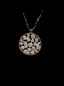 Ann Taylor Gold Metal Crystal Studded Nugget Medallion Pendant 31" Necklace - Picture 1 of 8