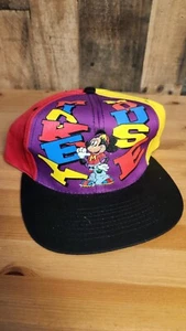 Vintage Mickey Mouse Hat Hip Hop Color Block Snapback Mickey Unlimited Cap NWT - Picture 1 of 10