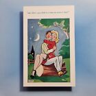 Comic Postcard C1965 Blonde Stockings Courting Couple Moonlight Bed TROW