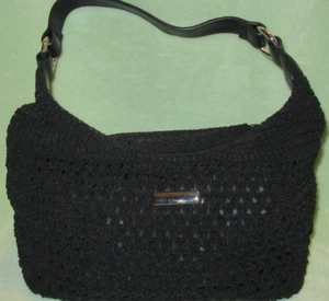 Unbranded Black Lined Crochet Small Shoulder Bag 1 Strap Purse! NWOT Really Nice - Picture 1 of 7