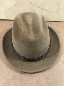 BAILEY GENUINE FEDORA FUR VELOUR HAT BROWN Size 7 1/4 Made In USA - Picture 1 of 19