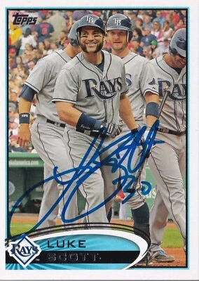 Tarjeta Topps 2012 firmada por Luke Scott #US239 Astros Orioles Tampa Bay Rays Foto 1 de 3