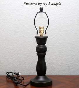 Pottery Barn COLONIAL BEDSIDE TABLE LAMP BASE Espresso Brown Hardwood Farmhouse - Picture 1 of 1