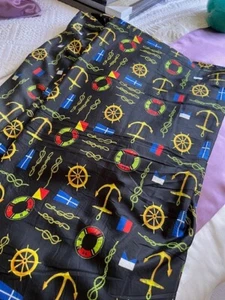 Polyester fabric, nautical design on black background, 5m x 146 cms - Picture 1 of 2