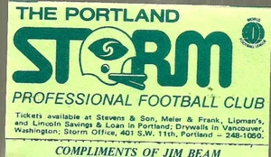 1974 WFL Portland Storm Pocket Schedule - Jim Beam - FREE SHIPPING! - Picture 1 of 3