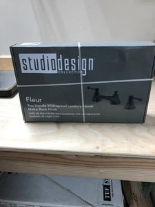 Studio Design Collection Fleur Handle Widespread Matte Black Faucet - Picture 1 of 2