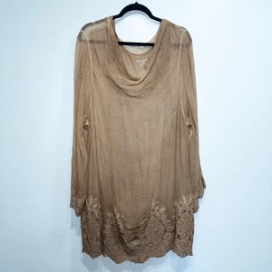 Soft Surroundings Tawny Brown Renee Silk Cowl Tunic Top Size 2X - Picture 1 of 8
