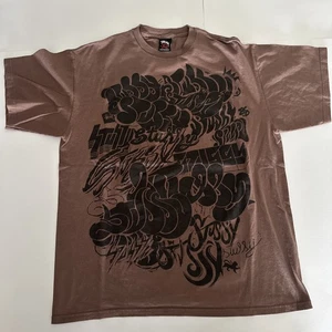 Stussy Brown Shirt Tshirt Size XL XLarge Graffiti Style Rare! - Picture 1 of 6