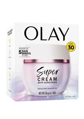 Crema hidratante facial Olay Super Cream con crema solar FPS 30-1,7 oz Foto 1 de 4