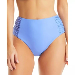 Bar III High Waist Shirred Side Bikini Bottom Size S Berry Periwinkle Blue New - Picture 1 of 5