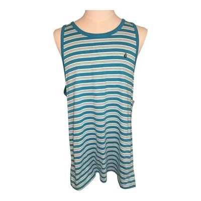 Volcom Striped Tank Top Sleeveless Casual Beach Summer Blue White Size Small - Image 1 of 4