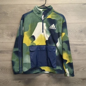 Adidas Camouflage Fleece Pullover Half Zip Youth Boys Size Large 14/16 - Picture 1 of 10