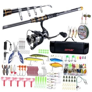 Fishing Rod and Reel Combos,1.8M-2.7M Telescopic Fishing Pole Spinning Reel - Picture 1 of 8